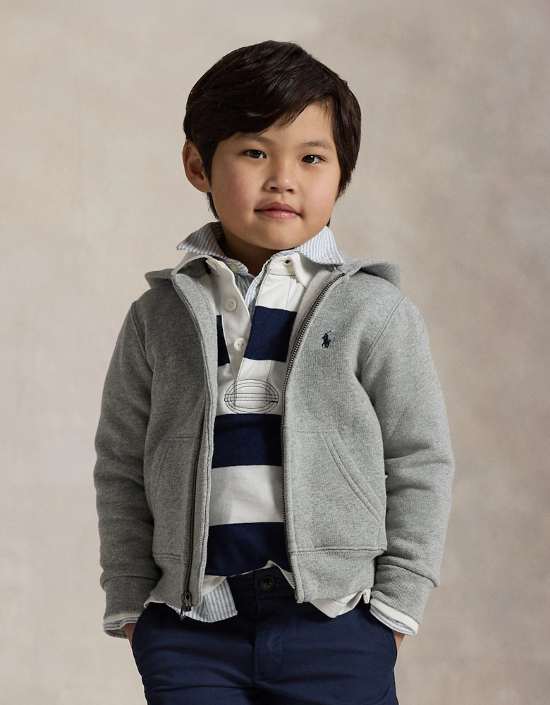Ralph Lauren Boys Logo Zip Up Top in Grey