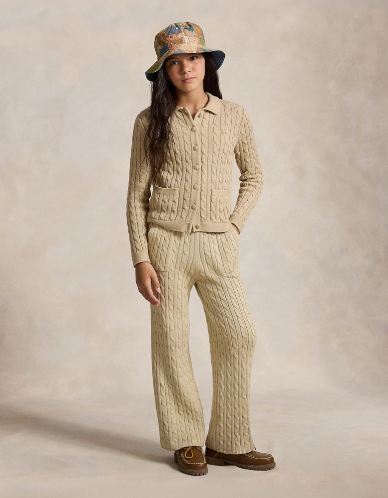 Ralph Lauren Girls Cable Knit Cardigan in Beige