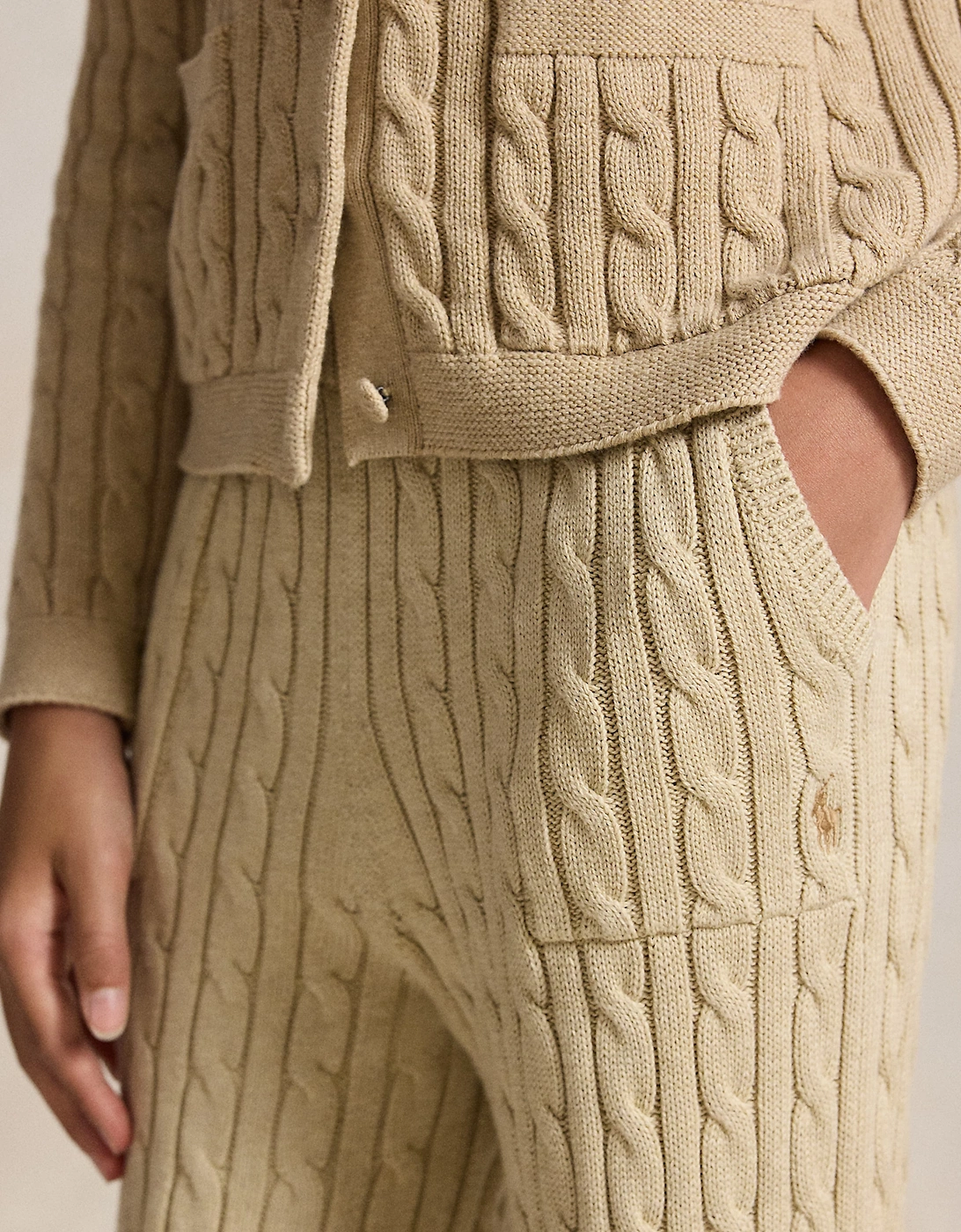 Ralph Lauren Girls Cable Knit Pants in Beige