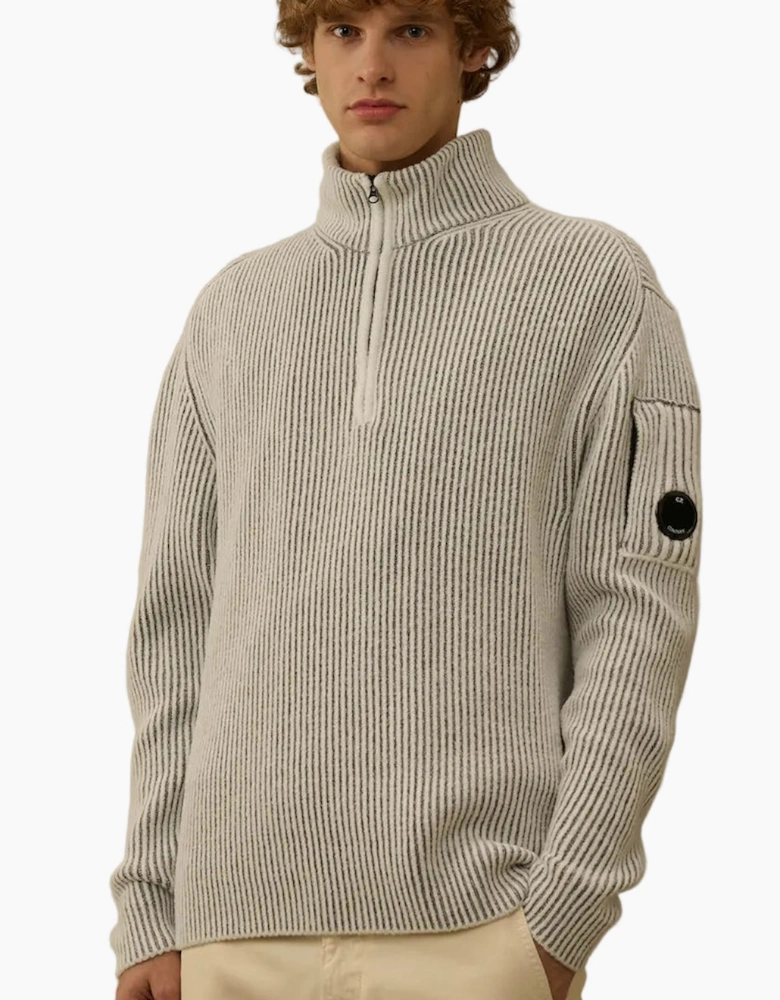 Polo Collar Quarter Zip Lens Fleece Knit