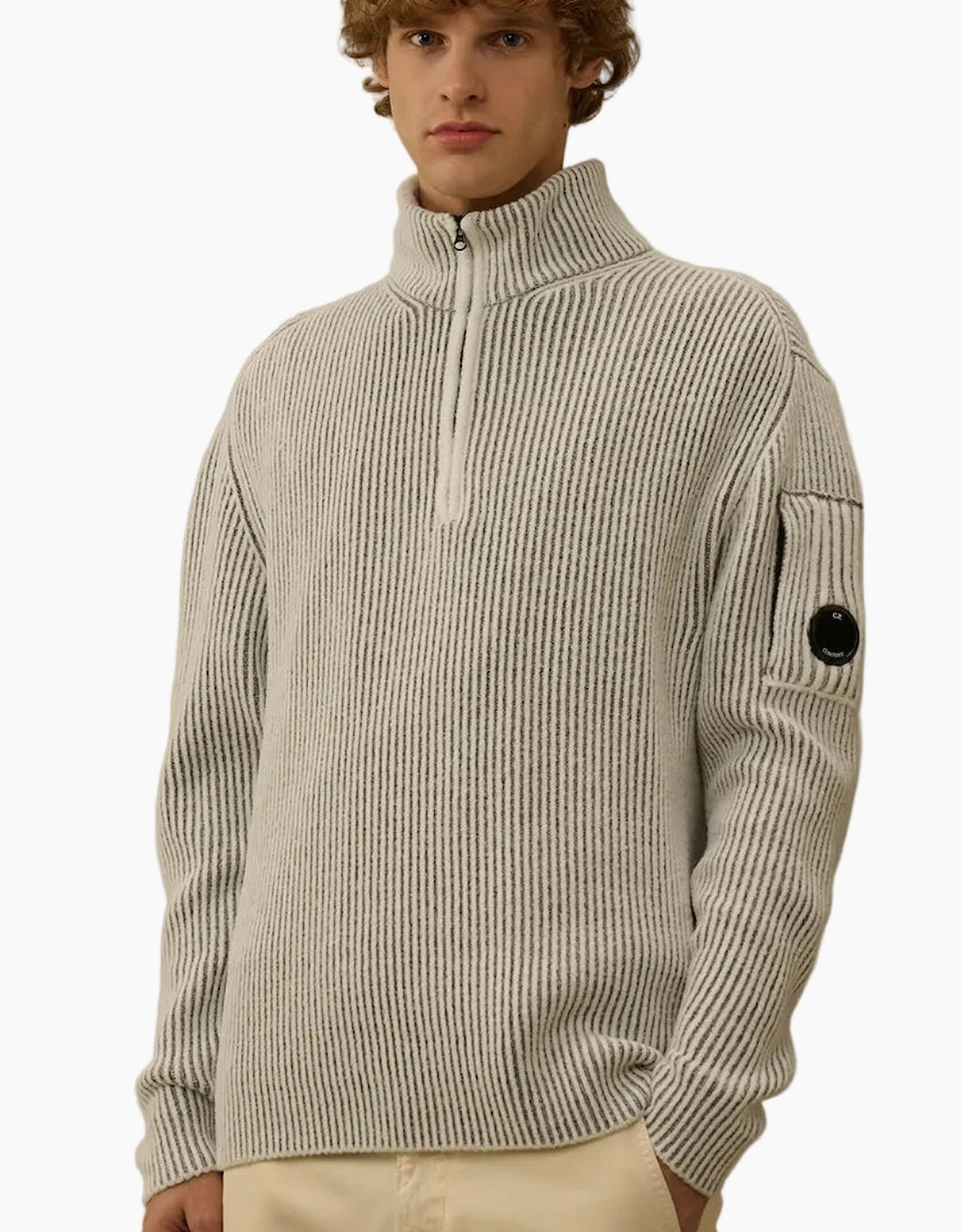 Polo Collar Quarter Zip Lens Fleece Knit