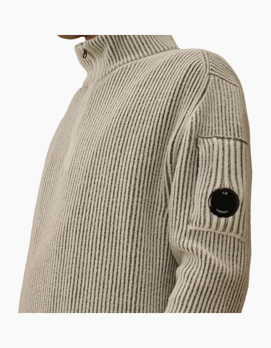 Polo Collar Quarter Zip Lens Fleece Knit