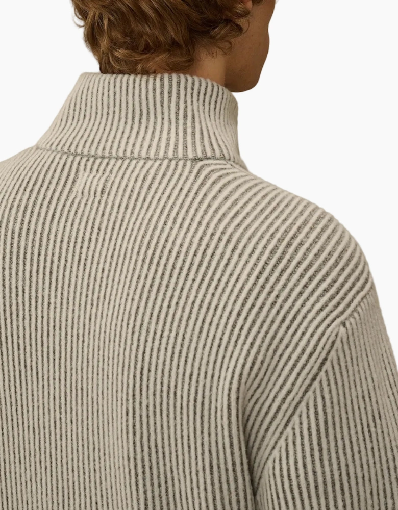 Polo Collar Quarter Zip Lens Fleece Knit