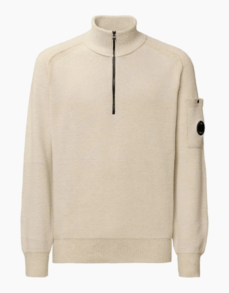Polo Collar Quarter Zip Lens Fleece Knit