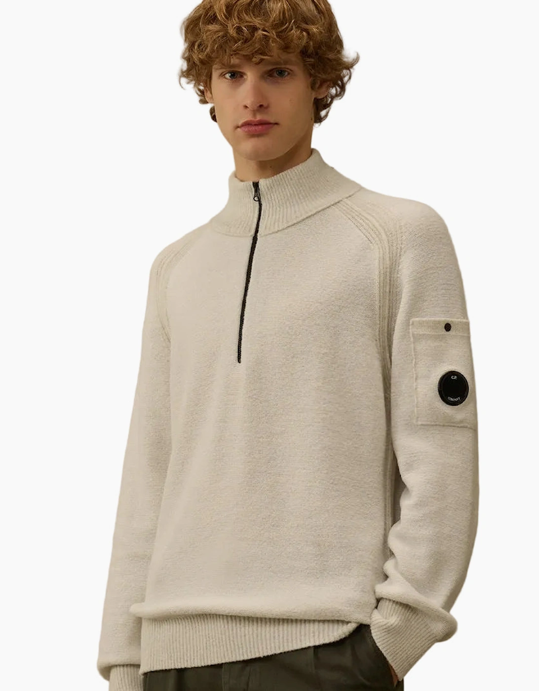 Polo Collar Quarter Zip Lens Fleece Knit