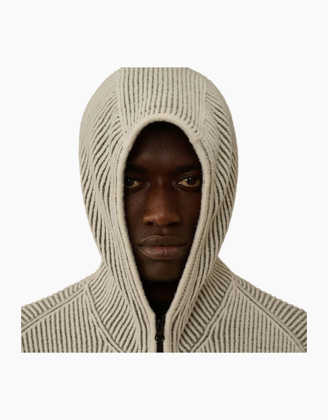Fleece Knit Zip Lens Hooded Cardigan
