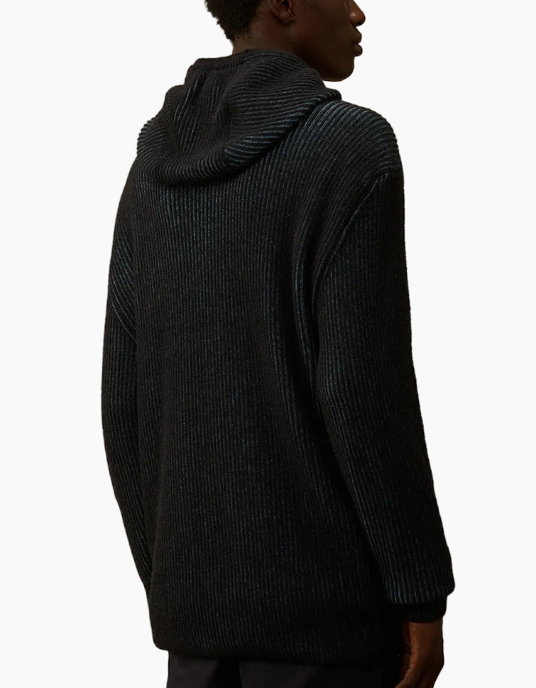 Fleece Knit Zip Lens Hooded Cardigan