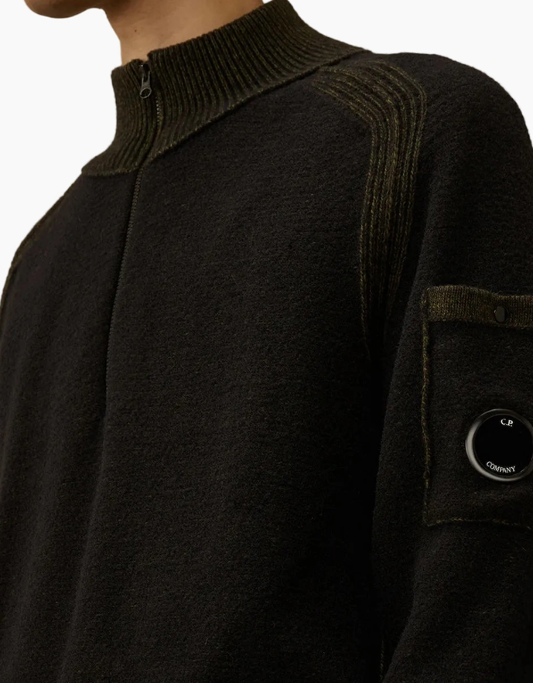 Polo Collar Quarter Zip Lens Fleece Knit