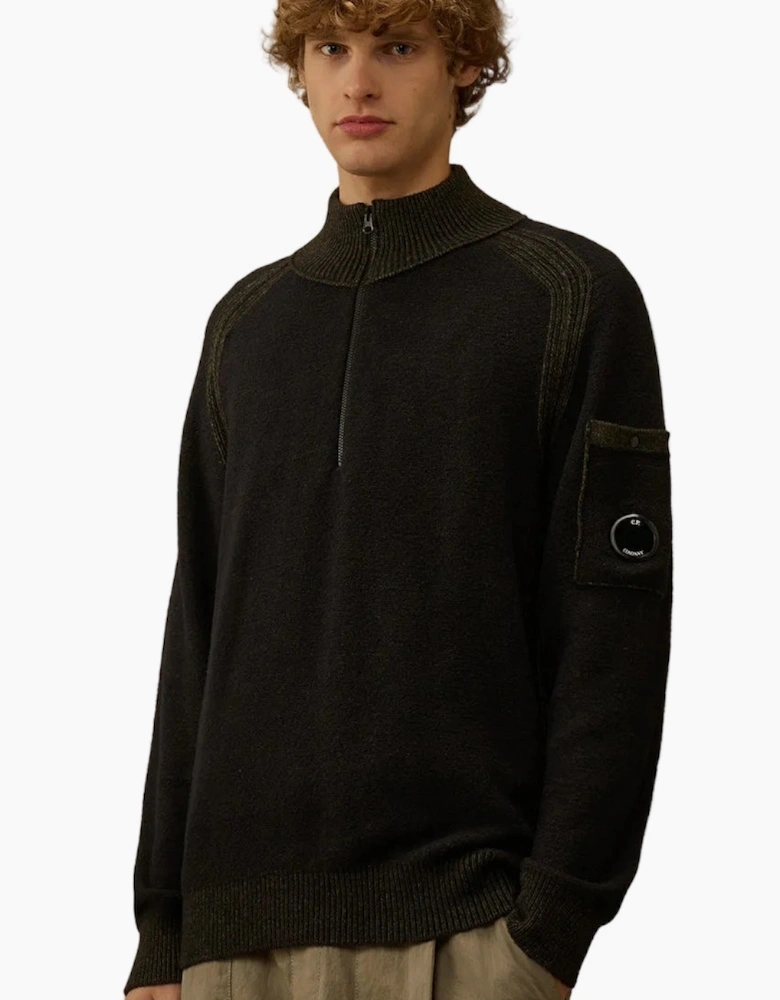 Polo Collar Quarter Zip Lens Fleece Knit