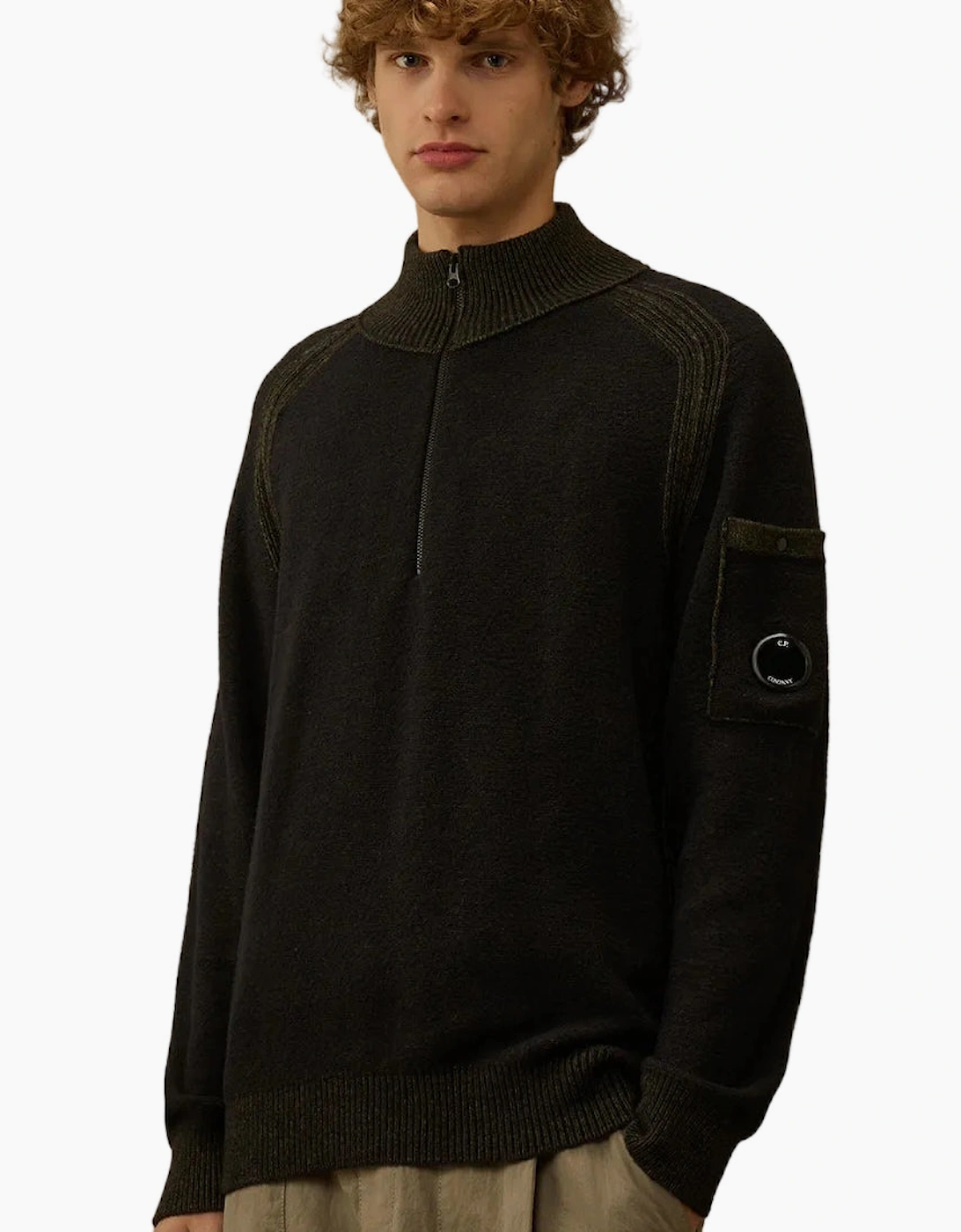 Polo Collar Quarter Zip Lens Fleece Knit