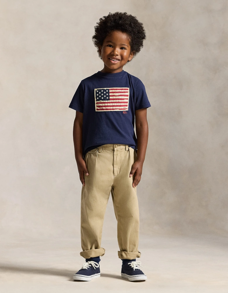 Ralph Lauren Boys Jersey Flag T-Shirt in Navy