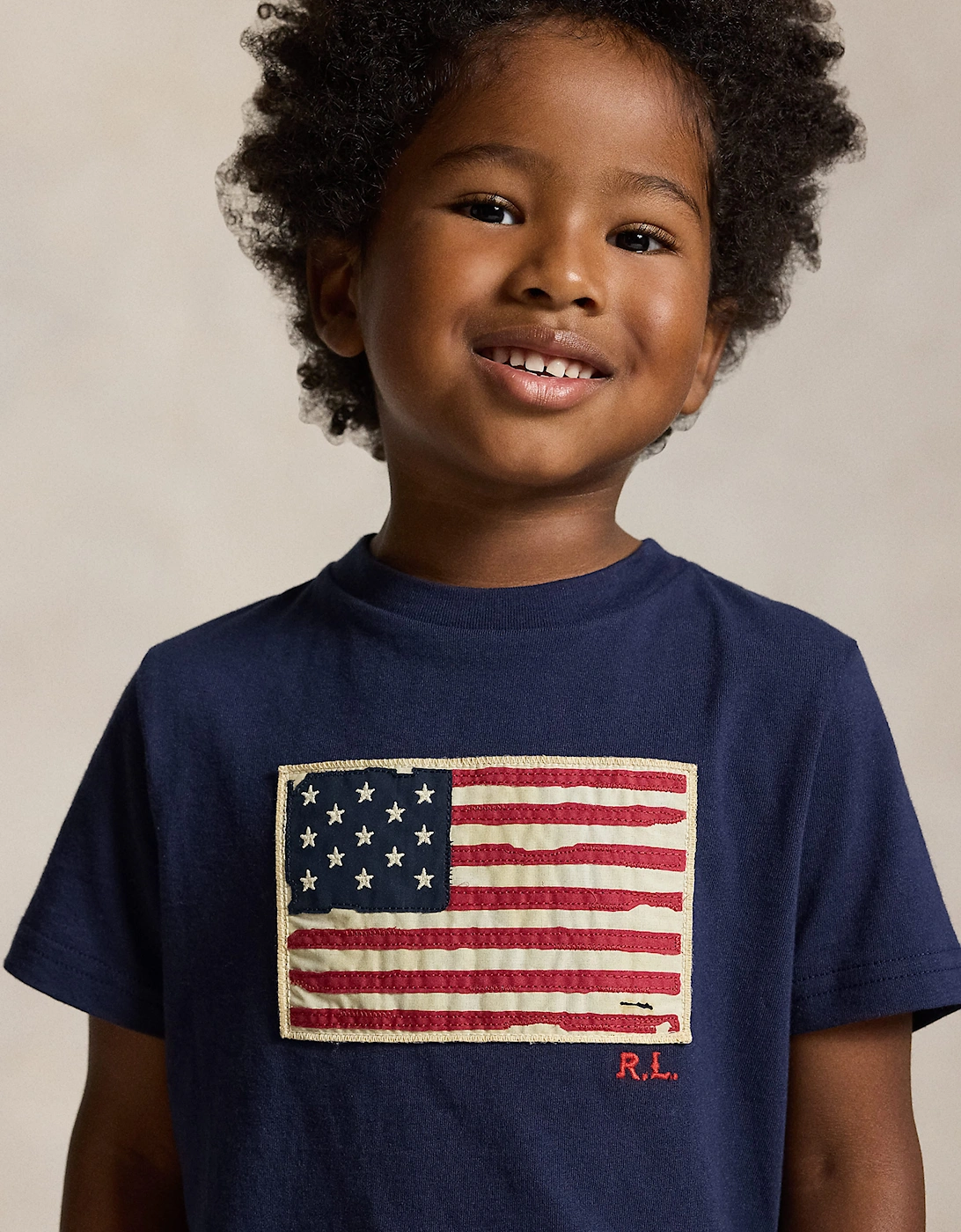 Ralph Lauren Boys Jersey Flag T-Shirt in Navy