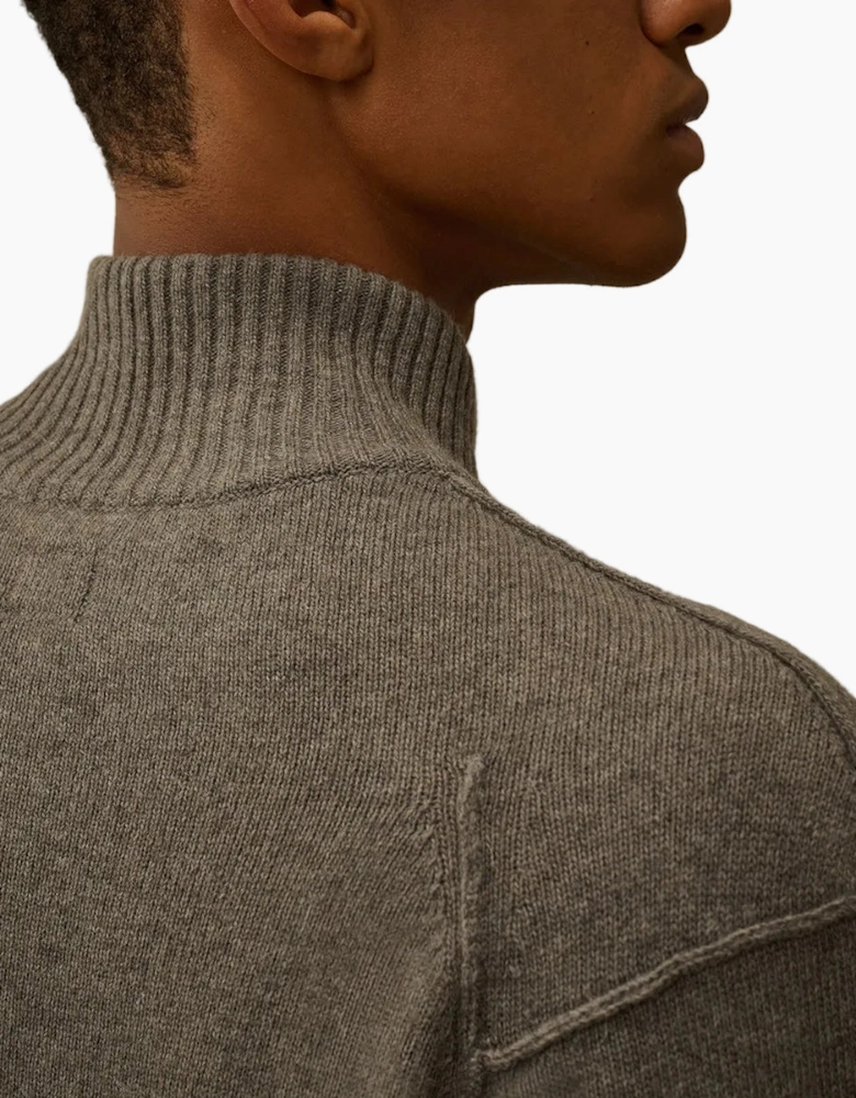 Lambswool Zip-Up Lens Cardigan