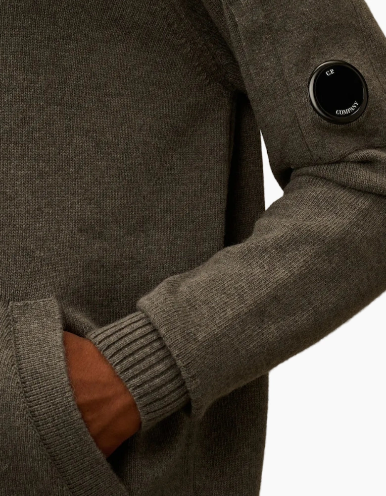 Lambswool Zip-Up Lens Cardigan