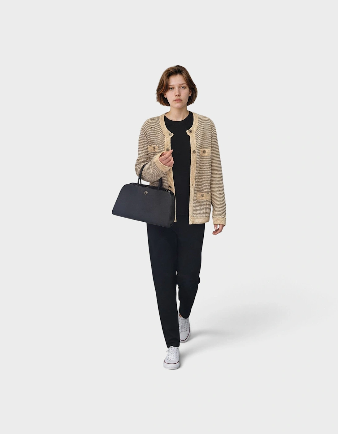 Britten Small Center Zip Satchel Black