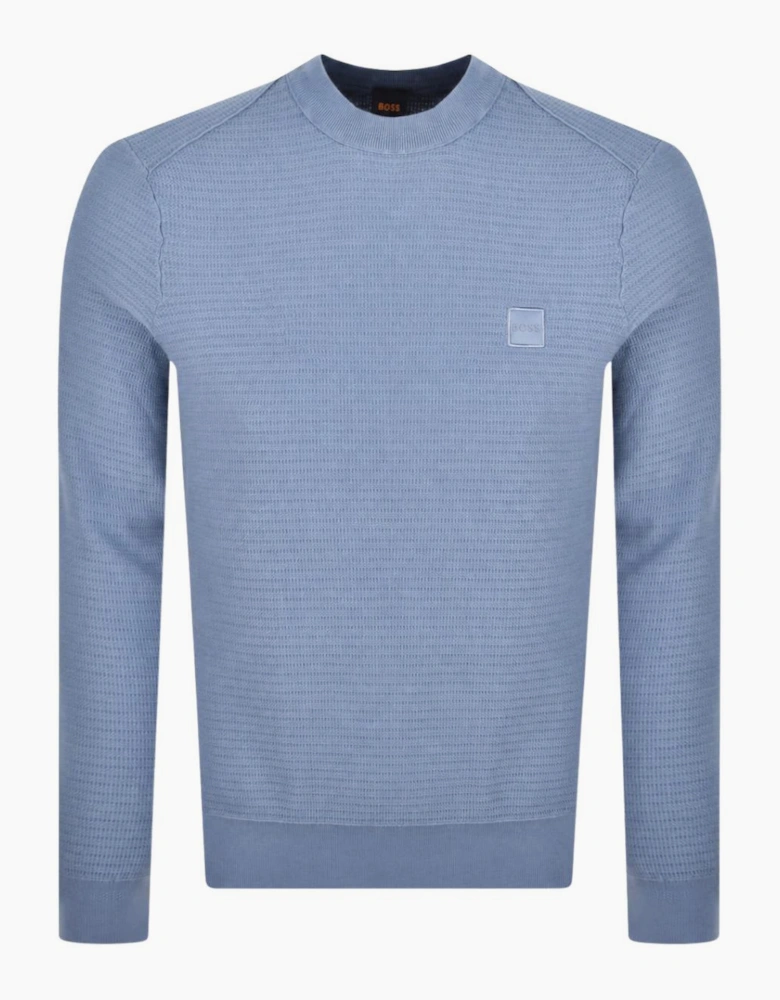 Anion Regular Fit Pastel Blue Textured Knitted Jumper