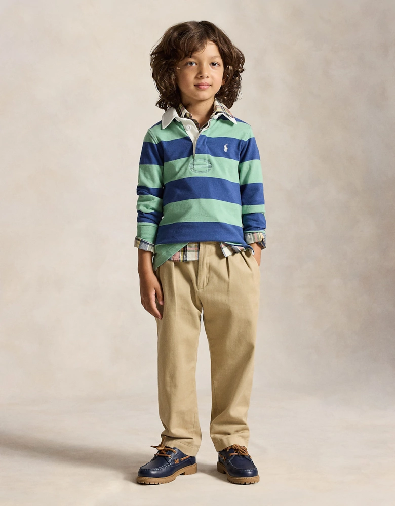 Ralph Lauren Boys Striped Jersey Rugby Shirt in Green
