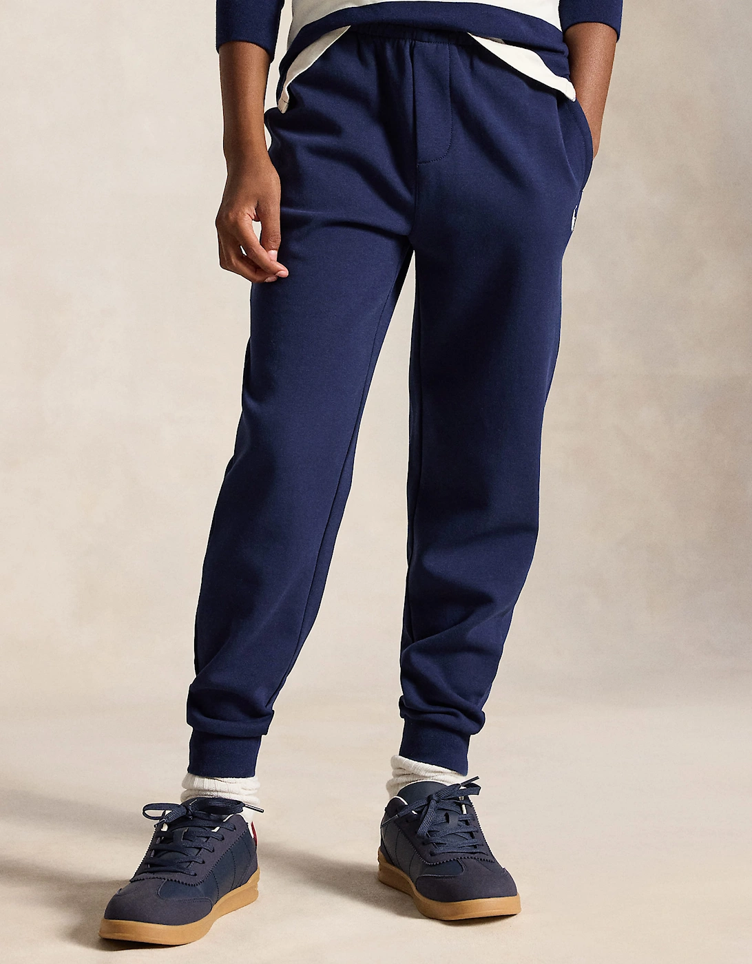 Ralph Lauren Boys Double Knit Tech Joggers in Navy
