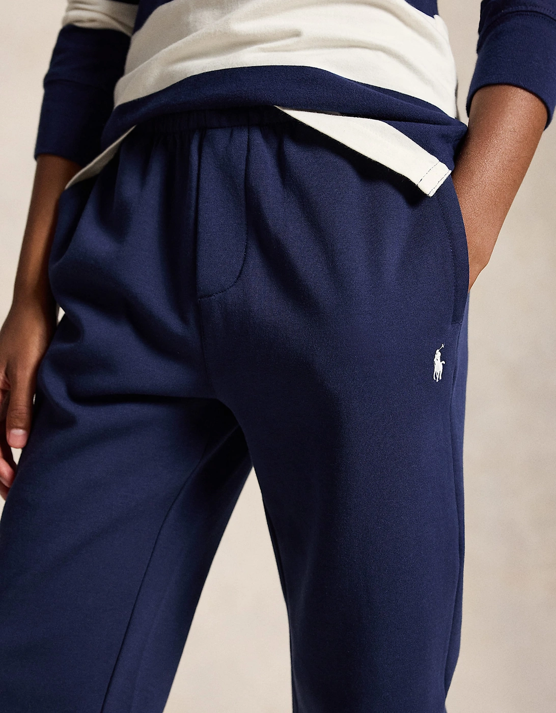 Ralph Lauren Boys Double Knit Tech Joggers in Navy