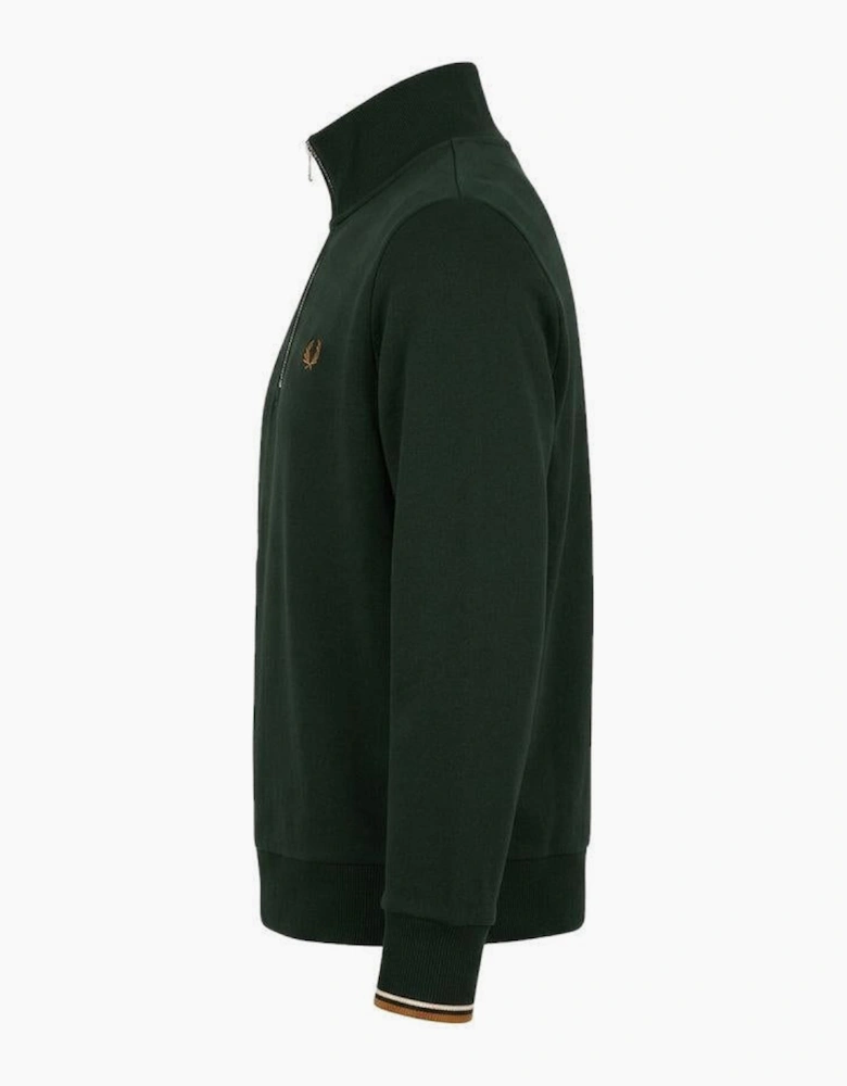 Fred Perry Half Zip Sweatshirt Grassroots/Ecru/Bronze