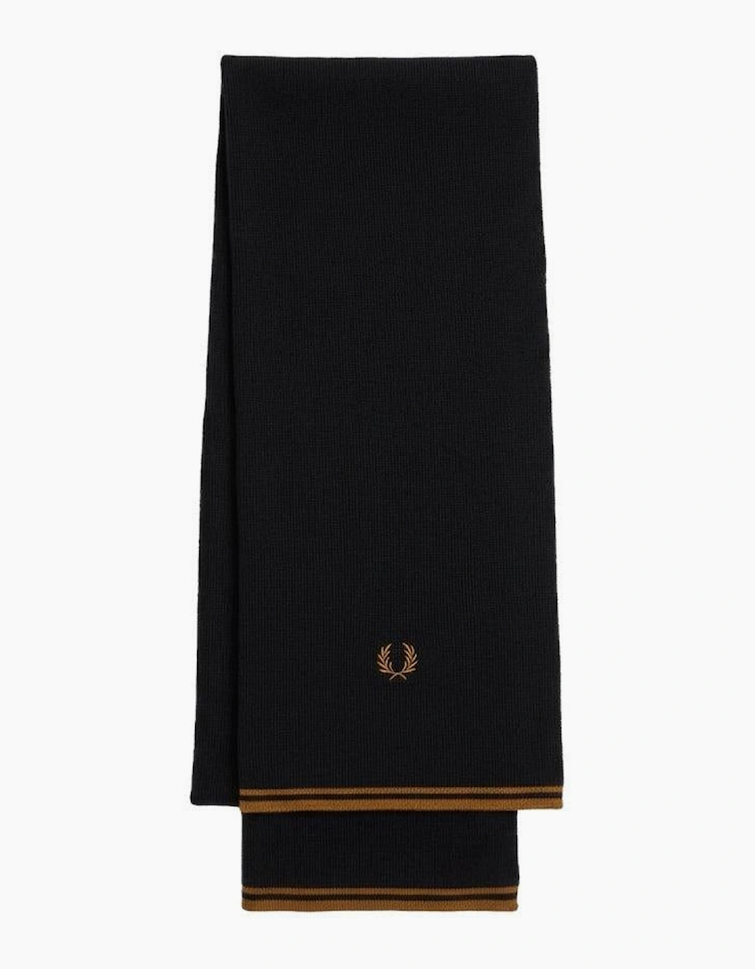 Fred Perry Twin Tipped Merino Wool Scarf Black/Dark Caramel