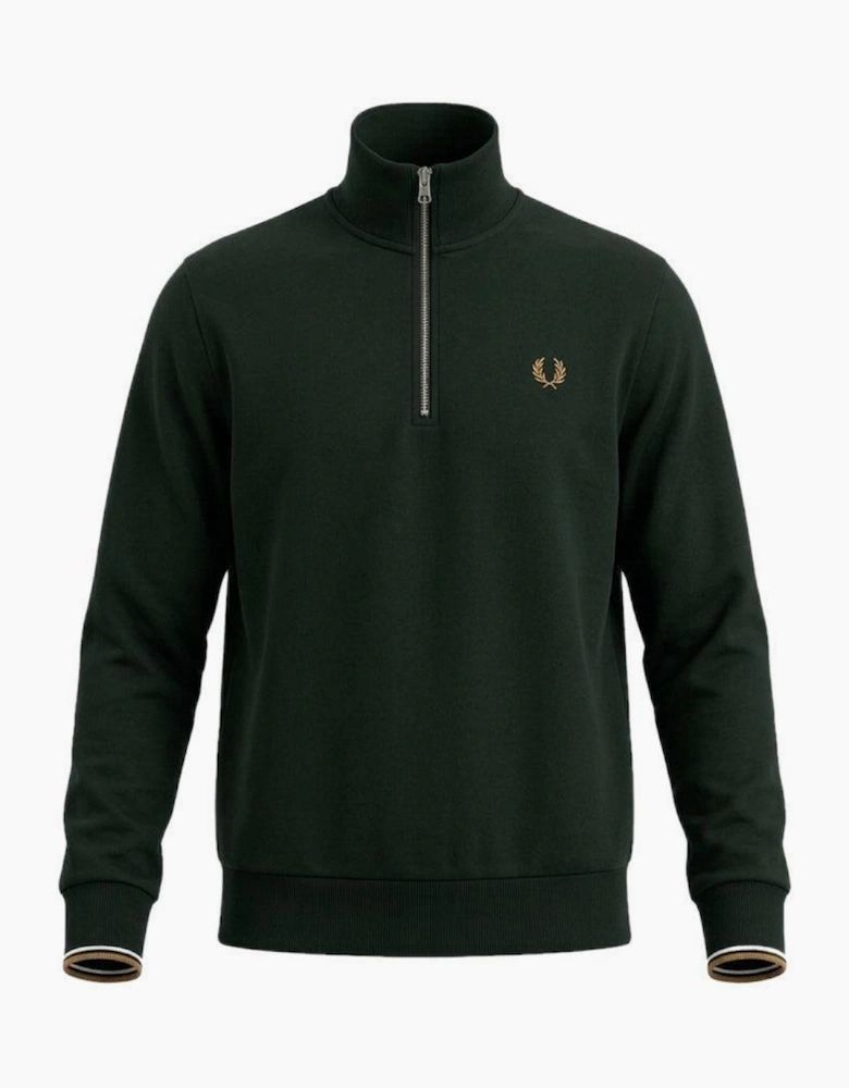 Fred Perry Half Zip Sweatshirt Grassroots/Ecru/Bronze