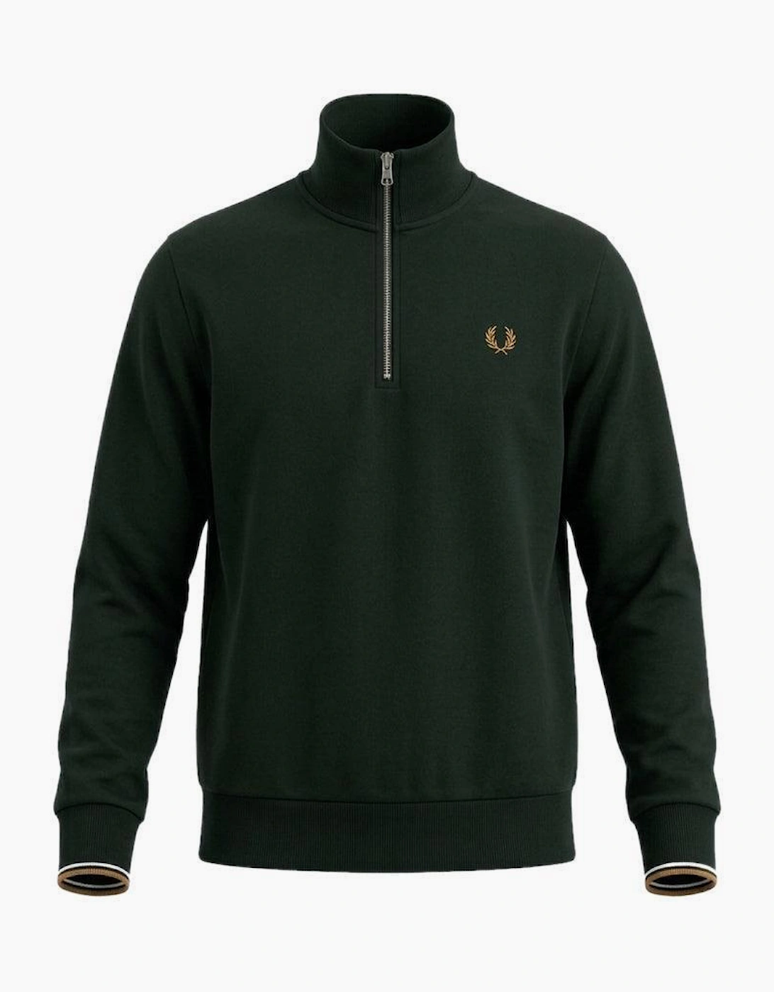 Fred Perry Half Zip Sweatshirt Grassroots/Ecru/Bronze