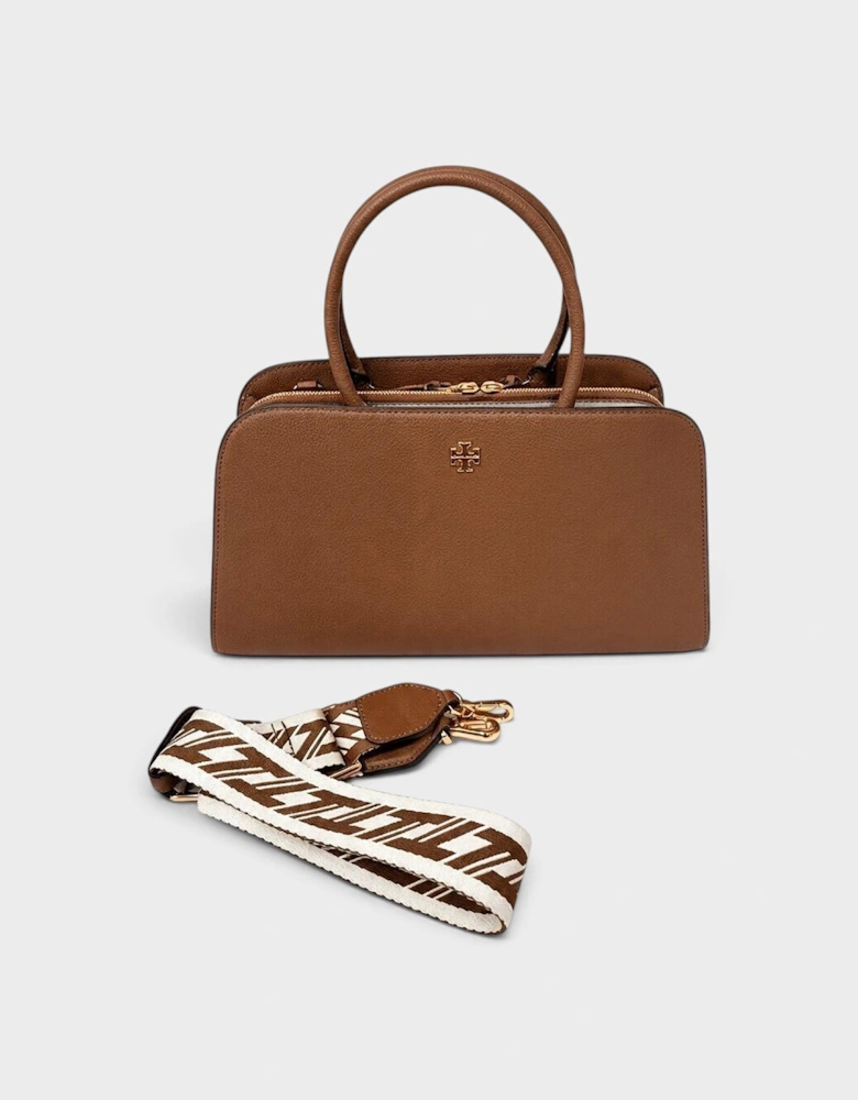 Britten Small Center Zip Satchel Forest Brown