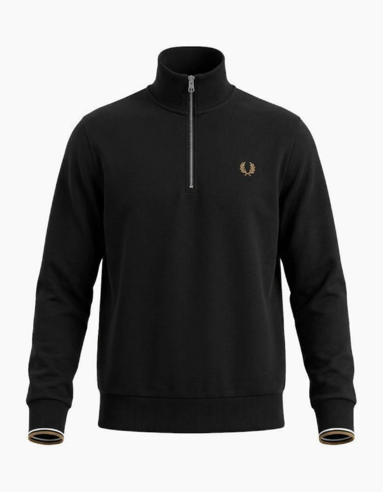 Fred Perry Half Zip Sweatshirt Black/Snow White/Bronze