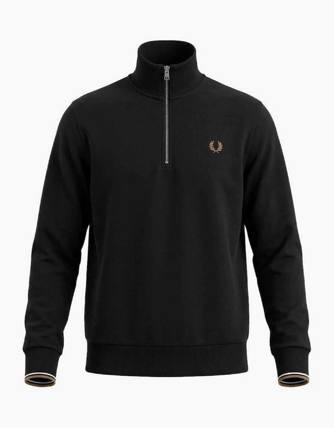 Fred Perry Half Zip Sweatshirt Black/Snow White/Bronze
