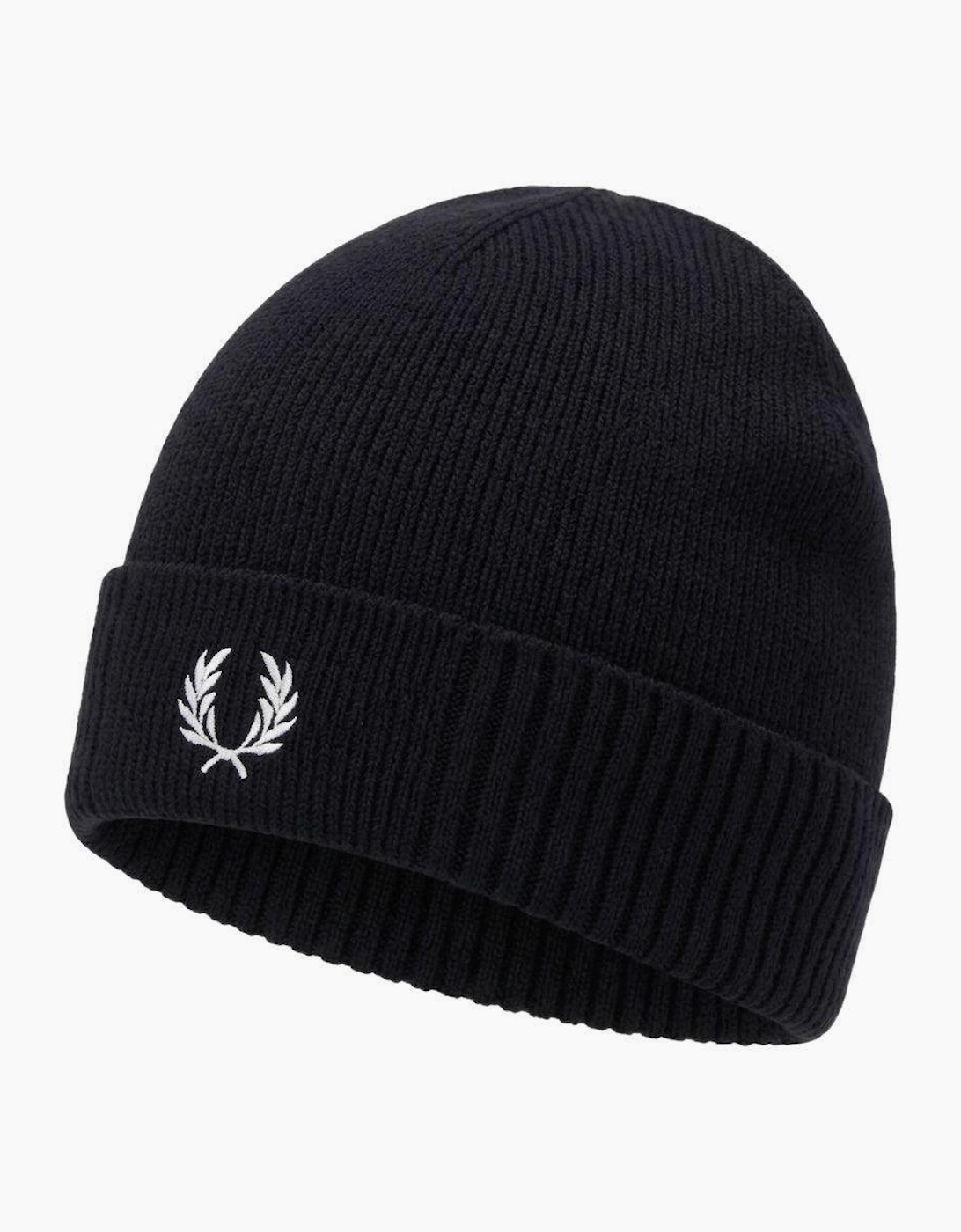 Fred Perry Classic Merino Wool Beanie Hat Navy/Snow White
