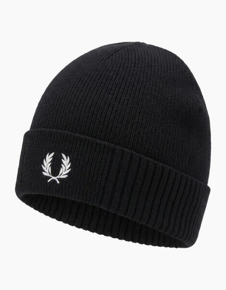 Fred Perry Classic Merino Wool Beanie Hat Black/Snow White