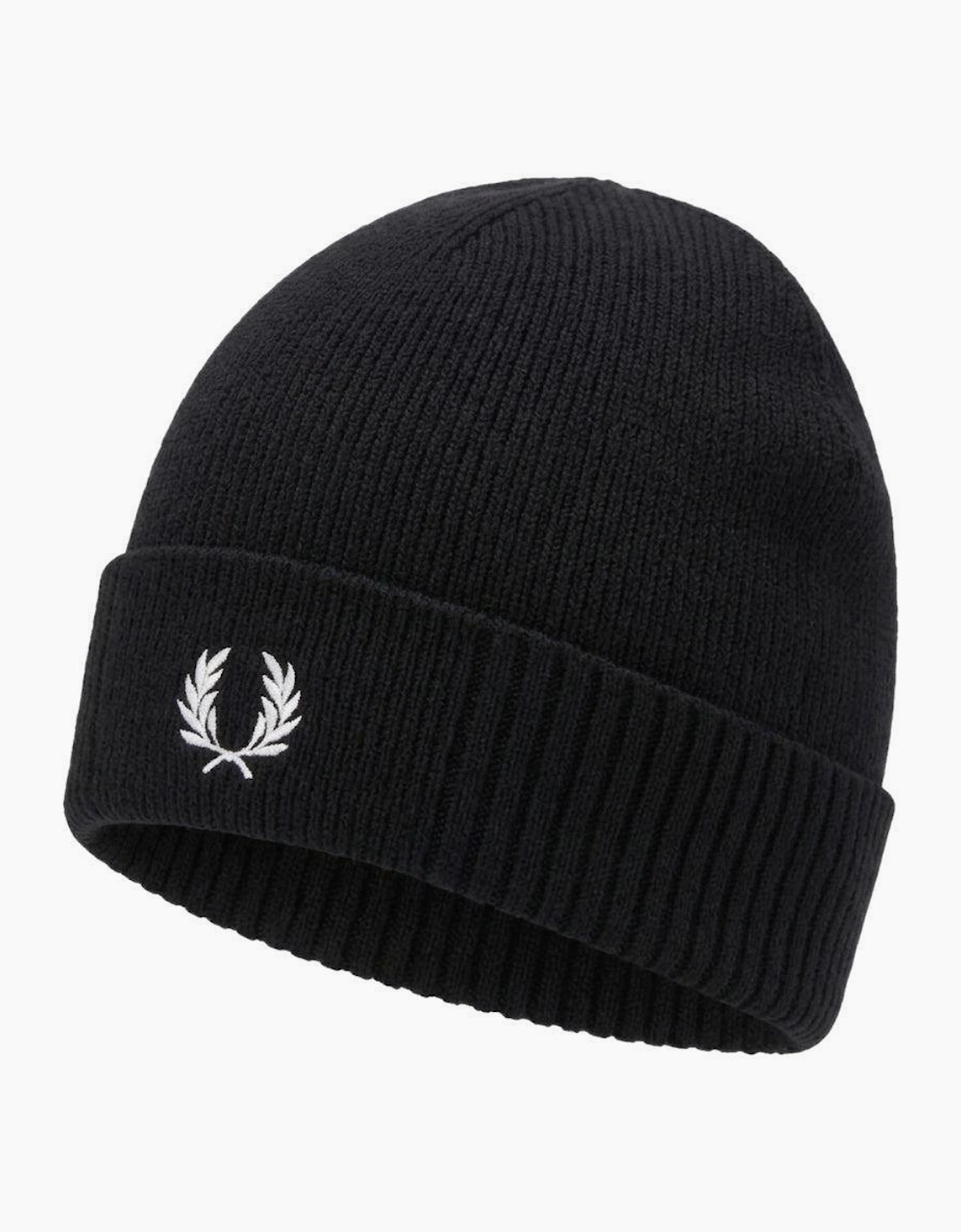 Fred Perry Classic Merino Wool Beanie Hat Black/Snow White