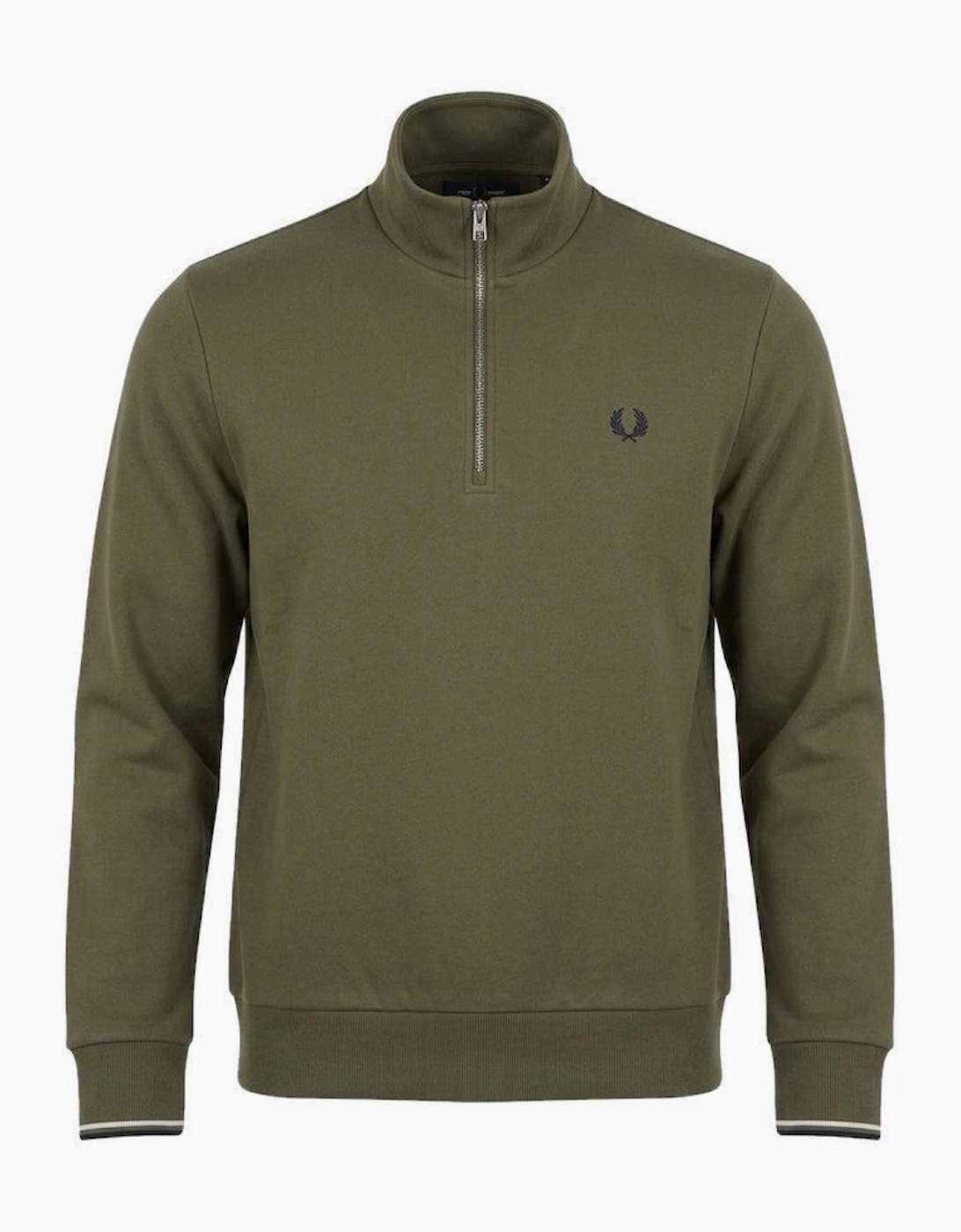 Fred Perry Half Zip Sweatshirt Laurel Wreath Green/Slate/Navy