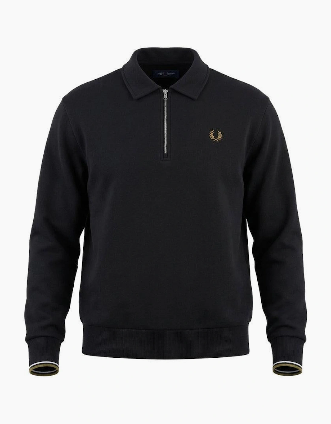 Fred Perry Half Zip Collared Sweatshirt Black