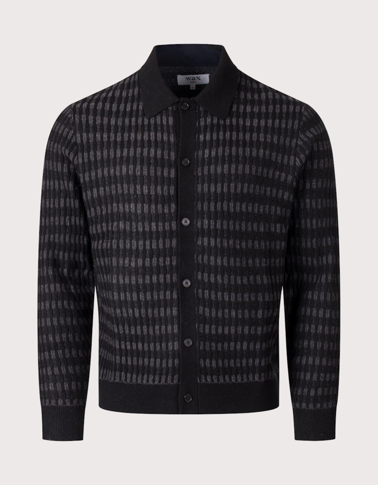 Tristan Rib Check Button Down Knitted Polo