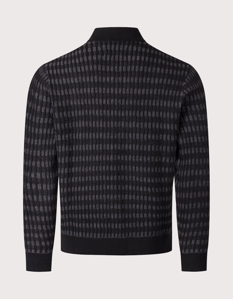 Tristan Rib Check Button Down Knitted Polo