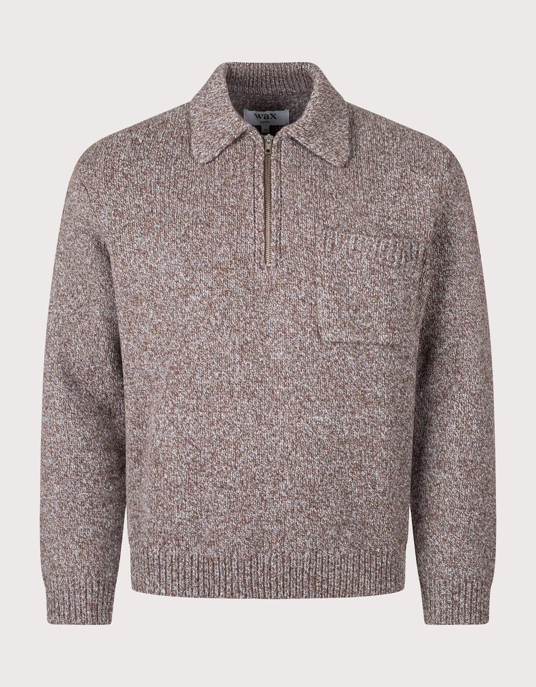 Relaxed Fit Alpha Fleck Twist Long Sleeve Zip Polo Shirt