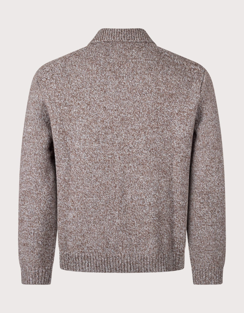 Relaxed Fit Alpha Fleck Twist Long Sleeve Zip Polo Shirt