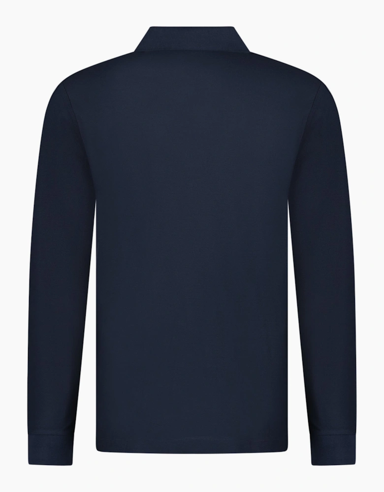 Burberry 'Hartford' Long Sleeved Check Placket Polo-Shirt Navy