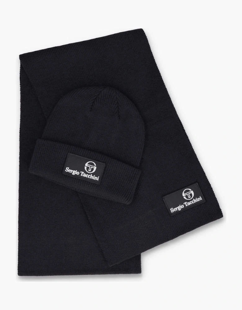 Sergio Tacchini Primo Beanie Hat & Scarf Box Set - Black/Peyote
