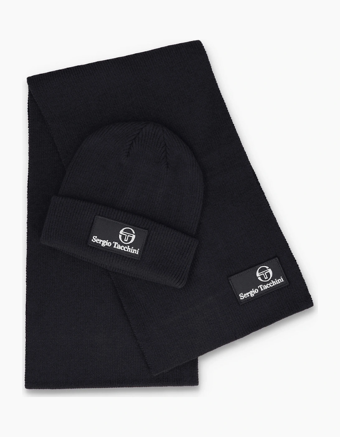Sergio Tacchini Primo Beanie Hat & Scarf Box Set - Black/Peyote