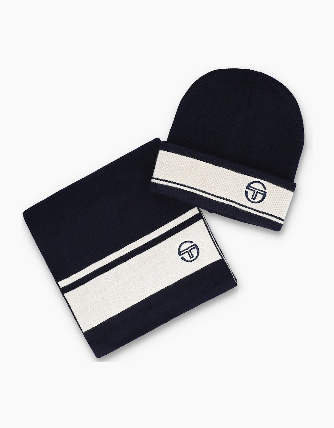 Sergio Tacchini Originale Beanie Hat & Scarf Box Set - Maritime Blue/Gardenia