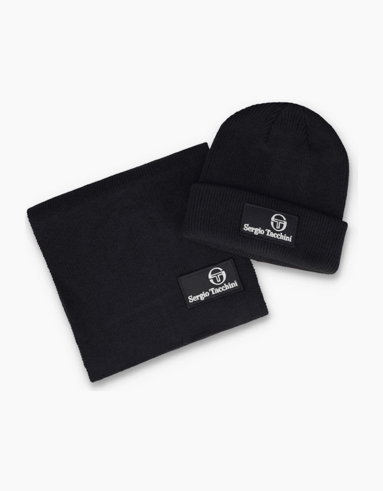 Sergio Tacchini Primo Beanie Hat & Scarf Box Set - Black/Peyote