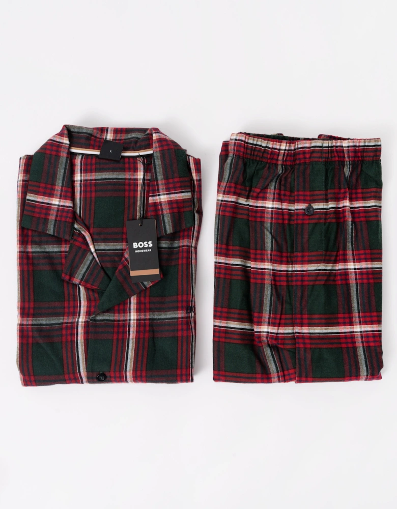 BOSS Orange Holiday Mens Long Pyjama Set with Button Shirt Top - Open Red 645