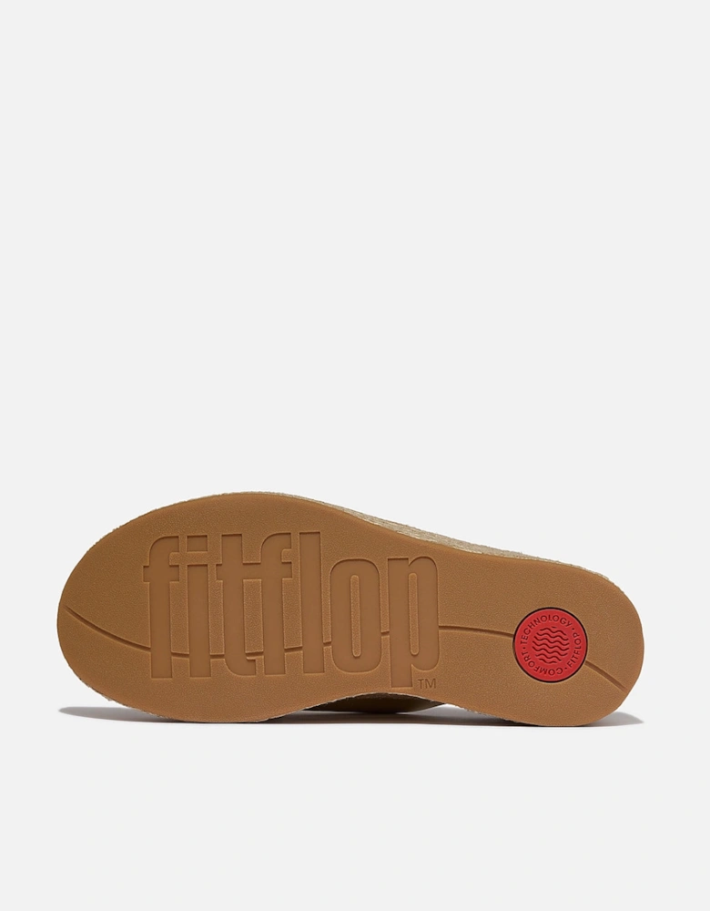 FitFlop Womens PLATFFORMS Espadrille Leather Wedge Cross Slides - Platino 675