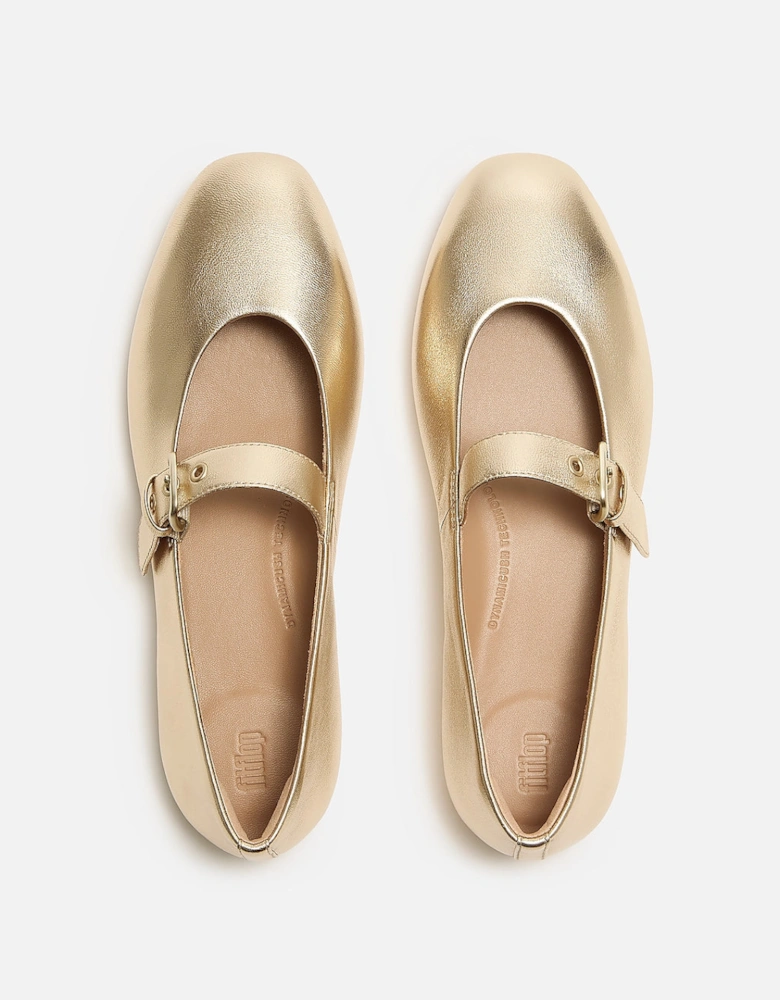 FitFlop Delicato Womens Leather Mary Jane Shoes - Platino 675