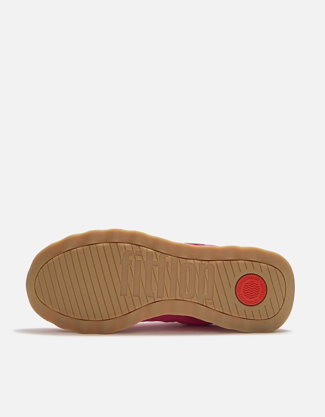 FitFlop Womens Retro-Q FF Fabric/Suede Trainers - Berry Rose/Marine Green E47