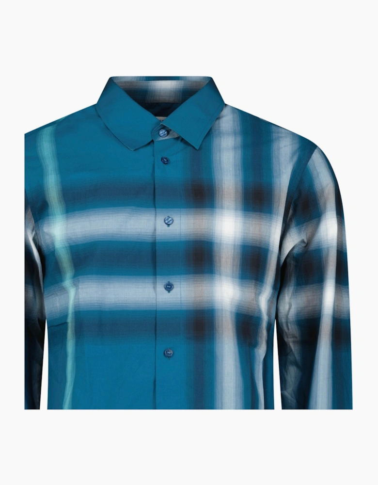 Burberry Claverdon Maxi Check Cotton Shirt in Pacific Blue