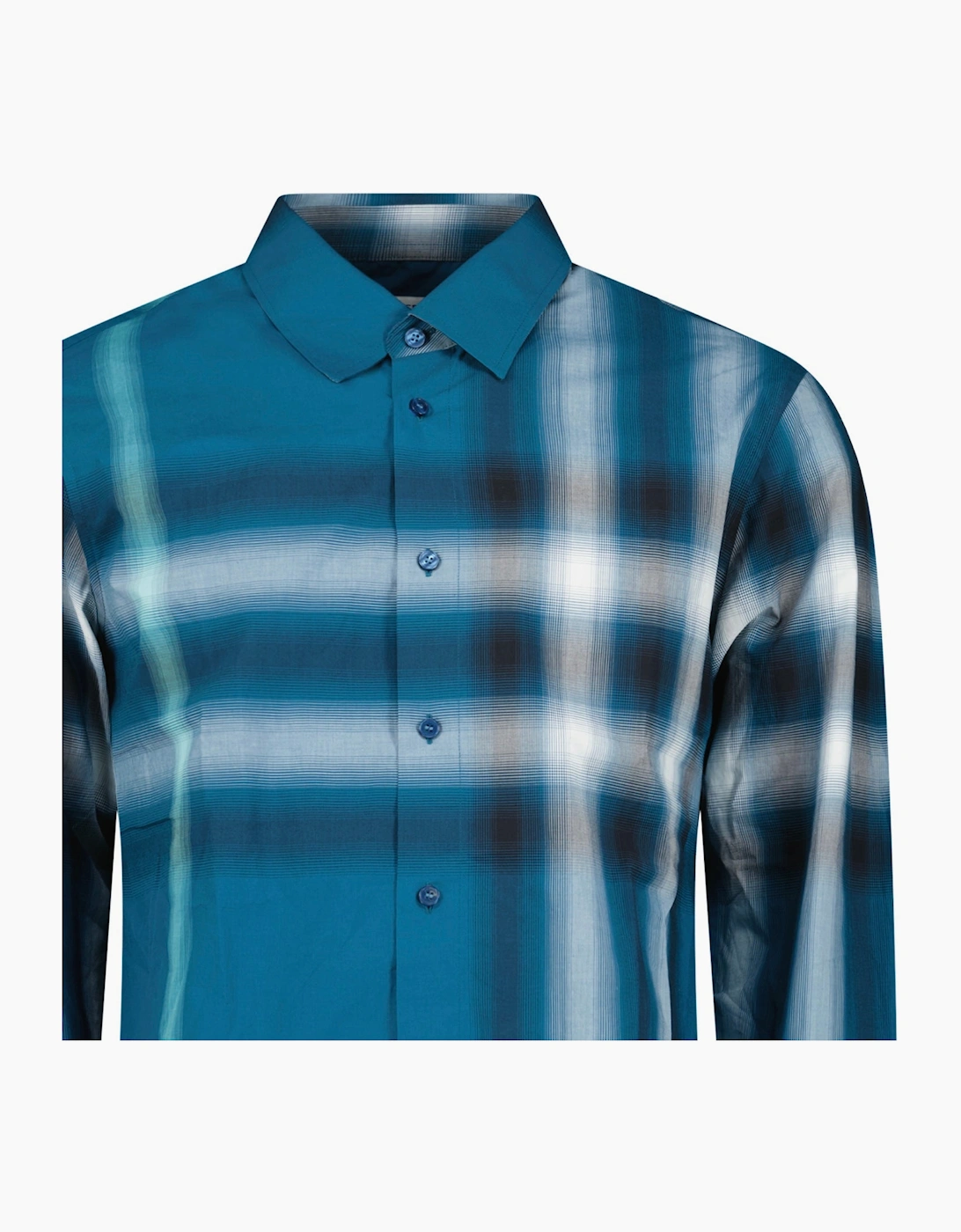 Burberry Claverdon Maxi Check Cotton Shirt in Pacific Blue